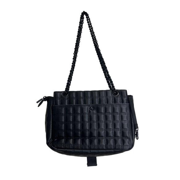 IHKWIP Quilted Black Shoulder Bag With Chain Strap & Buckle Closure - Picture 3 of 7